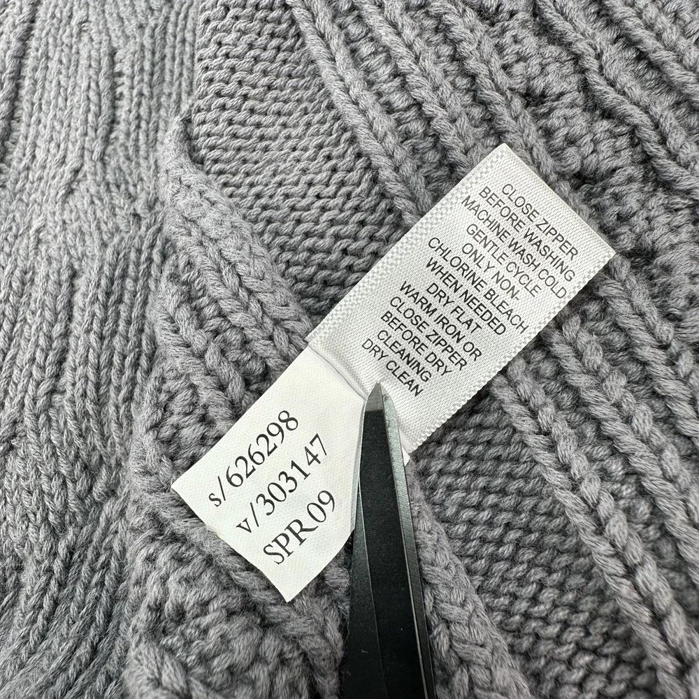 Banana Republic Sweater Mens Large Gray Full Zip Cable Knit Cotton Prep College